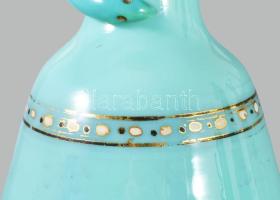 cca 1880-1900 Opalinüveg váza, nyaka köré tekeredő kígyó díszítéssel, anyagában színezett hutaüveg, ...