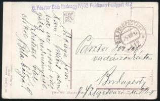 1917 Tábori posta képeslap / Field postcard "B. Pásztor Béla hadnagy IV/62 Feldpost 412"
