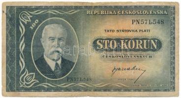 Csehszlovákia 1945. 100K "PN571,548" T:VG Czechoslovakia 1945. 100 Korun "PN571,548" C:VG Krause P#63