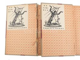 2 db ex libris Forgács Vilmos, nyomat, papír, jelzés nélkül, Zilahy Lajos Két fogoly c. művének kétk...