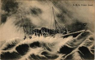 SMS KAISER FRANZ JOSEF I az Osztrák-Magyar Haditengerészet védett cirkálója / Austro-Hungarian Navy, K.u.K. Kriegsmarine, protected cruiser. G. Fano, Pola 1908. (EB)