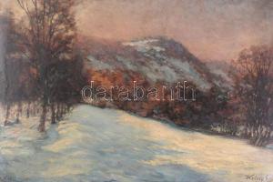 Keleti (Kelety) Gábor (1870-?): Hegyvidéki táj (Nagybánya környéke?). Olaj, karton. Jelezve jobbra l...