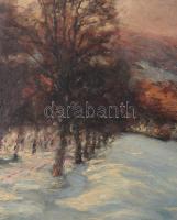 Keleti (Kelety) Gábor (1870-?): Hegyvidéki táj (Nagybánya környéke?). Olaj, karton. Jelezve jobbra l...