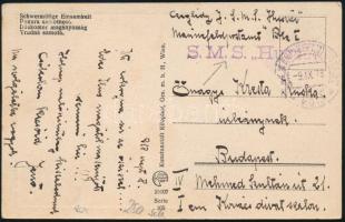 1918 Tábori posta képeslap / Field postcard "S.M.S. Huszár"