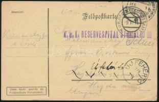 1916 Tábori posta levelezőlap / Field postcard "K.u.K. RESERVESPITAL STANISLAU III."