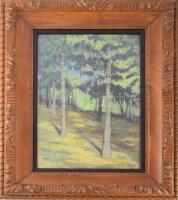 Weith László (1914-1973): Ligetrészlet. Gouache, papír. Jelezve jobbra lent. Dekoratív, faragott, üv...