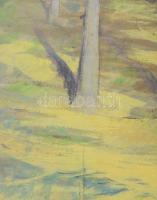 Weith László (1914-1973): Ligetrészlet. Gouache, papír. Jelezve jobbra lent. Dekoratív, faragott, üv...
