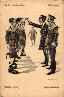 1918 Bei der Quartiervisite / Ruhavizsga / Austro-Hungarian Navy K.u.K. Kriegsmarine humorous mariner art postcard. C.F. P. Nr. 15a 1917/18. s: Ed Dworak + "Marinefeldpostamt Pola" (EB)