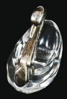 Hattyú üveg ékszertartó ezüst (Ag) szerelékkel, m: 7 cm