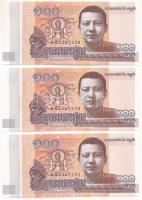 Kambodzsa 2014. 100R (3x) sorszámkövetők T:UNC Cambodia 2014. 100 Riels (3x) consecutive serials C:UNC Krause P#65