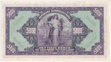 Csehszlovákia 1920. 5000K "SPECIMEN (MINTA)" perforációval, "B 715553" T:AU saro...