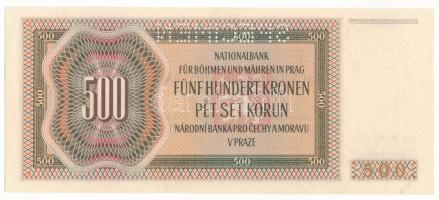 Német Harmadik Birodalom / Cseh-Morva Protektorátus 1942. 500K "CH 645139", "SPECIMEN...