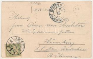 1903 Arad, Park részlet. Bloch H. kiadása, montázs szerelmespárral / park. Montage with love couple ...