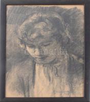 Heil-Huba Ferenc (-): Merengő, 1958. Szén, papír, jelzett. Üvegezett fakeretben. 42x30 cm