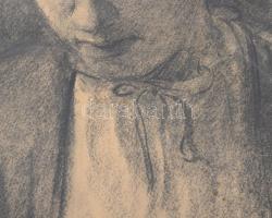 Heil-Huba Ferenc (-): Merengő, 1958. Szén, papír, jelzett. Üvegezett fakeretben. 42x30 cm