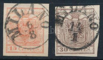 1850 15centes, 30centes "MILANO"