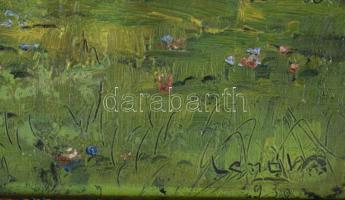 Lénárdt (?) jelzéssel (Lénárd Lévy Róbert?): Napfényes tisztás, 1930. Olaj, fa, jelzett. Dekoratív f...