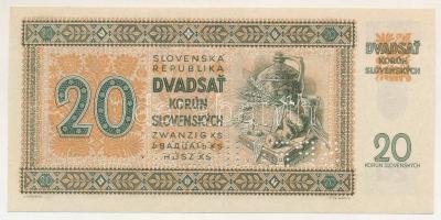 Szlovákia 1942. 20K "SPECIMEN (MINTA)" perforációval, "Sh 251208" T:UNC,AU
Slov...