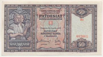 Szlovákia 1940. 50K "Hv 483861" "SPECIMEN (MINTA)" perforációval T:UNC,AU Slovakia 1940. 50 Korun "Hv 483861" with "SPECIMEN" perforation C:UNC,AU Krause 9.a