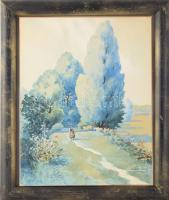 Gáspár Jenő (-): Hazafelé, 1932. Akvarell, papír, jelzett. Dekoratív fakeretben. 37x29 cm
