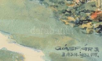 Gáspár Jenő (-): Hazafelé, 1932. Akvarell, papír, jelzett. Dekoratív fakeretben. 37x29 cm