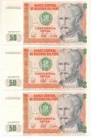 Peru 1987. 50I (3x) sorszámkövető "A 5315240 N - A 5315242 N" T:UNC Peru 1987. 50 Intis (3x) consecutive serials "A 5315240 N - A 5315242 N" C:UNC Krause P#131