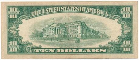 Amerikai Egyesült Államok 1957-1961 (1950D) 10$ "Federal Reserve Note" zöld pecsét "K...