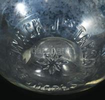Zwack J. és Társai régi italos üveg palack, dombornyomott, formába öntött, m: 21 cm