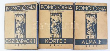 Pomológia. I., III., V. köt. [Teljes sorozat, csak ez a három kötet jelent meg!] I.: Őszibarack I.; III.: Alma I.; V.: Körte I. Szerk.: Kerekes Lajos. A fajtákat leírta: Horn János. A gyümölcsképeket természet után festette: Kochné Klopfer Erzsébet. Bevezetéssel ellátta: Rapaics Raymund. [Bp.], 1937-1941, Növényvédelem és Kertészet (Stephaneum-ny.), 24 p.+ 38 (színes képtáblák) t. (eredetileg 40 t.); 34 p.+ 40 t.; 7+[1] p.+ 40 t. A borítórajz Gönczi-Gebhardt Tibor munkája. Kiadói félvászon mappákban, kissé viseltes borítóval, helyenként kissé foltos lapokkal. Az I. kötetből két tábla hiányzik!
