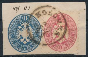 1864 5kr 10kr kivágáson / on 10kr PS-cutting
