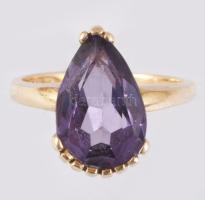 Arany (Au) gyűrű, ametiszttel, jelzett, 14k, m:53, bruttó 4,1g