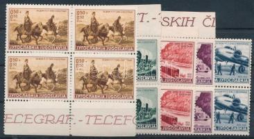 1939 Mi 370-374 blocks of 4