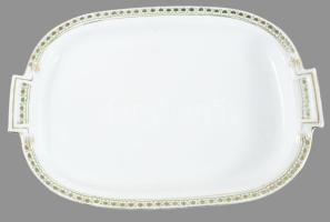 "Lukafai üveggyári raktár Pécsett" feliratos ovális kínáló, kopással, 38x25 cm