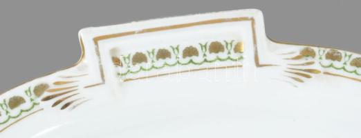 "Lukafai üveggyári raktár Pécsett" feliratos ovális kínáló, kopással, 38x25 cm