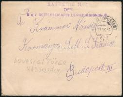 1916 Tábori posta levél / Field post cover "K.u.k. REITENDEN ARTILLERIEDIVISION Nr.10." + ...