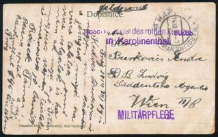 1914 Tábori posta képeslap / Field postcard "Reservespital des rothen kreuzes in Karolinenthal&...