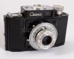 Smena 2 fényképezőgép, f: 1:4,5 4 cm objektívvel, tokkal