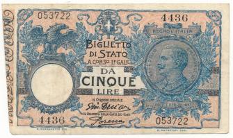 Olaszország 1918. 5L "4436 053722" T:F szép papír
Italy 1918. 5 Lire "4436 053722&qu...