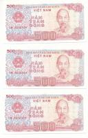 Vietnám 1988. 500D (3x) sorszámkövetők "LH 8656923 - LH 8656925" T:UNC
Vietnam 1988. 500D...