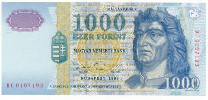 1999. 1000Ft "DC 0107193" T:UNC
Hungary 1999. 1000 Forint "DC 0107193" C:UNC
A...