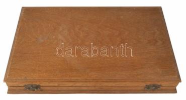 Ezüst (Ag) nyelű 12 személyes kés garnitúra, jelzett, h: 18 cm