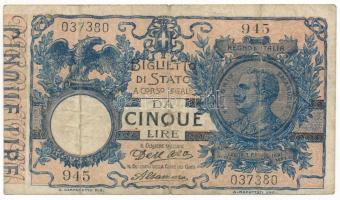 Olaszország 1911. 5L "945 037380" T:F,VG
Italy 1911. 5 Lire "945 037380" C:F,VG...