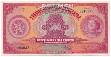 Csehszlovákia 1929. 500K "SPECIMEN (MINTA)" perforációval "E 994037" T:F szép pa...