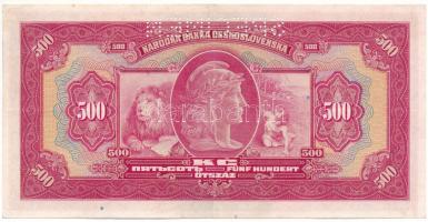 Csehszlovákia 1929. 500K "SPECIMEN (MINTA)" perforációval "E 994037" T:F szép pa...