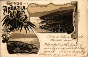 1897 Abbazia, Opatija; Blick a. Voloskau, Abbazia v. d. Aurorahöhe / Volosko. Art Nouveau, floral, litho (EK)