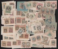 Illetékbélyeg tétel a CM kiadásoktól az 1880-as évekig kivágásokon benne nagyobb címletekkel is, öss...