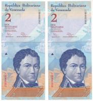 Venezuela 2012. 2B (2x) sorszámkövetők "J36460356 - J36460357" T:UNC
Venezuela 2012. 2 Bo...