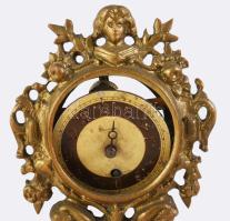 Anti figurális díszítésű bronz asztali óra, m: 27 cm