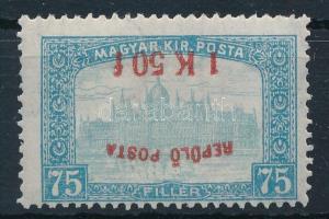 1918 Repülő posta 1K50f fordított felülnyomással. Rendkívüli ritkaság, nagyon jó minőségben! (500.00...