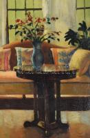 Apátfalvi Czene János (1904-1984): Enteriőr. Olaj, vászon, jelzett. Dekoratív, kissé sérült fakeretb...